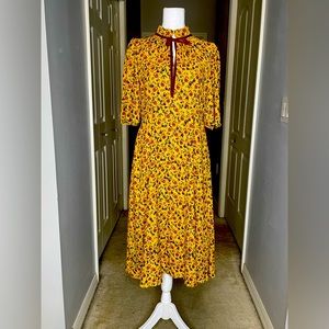 Donna Morgan Printed Short Puffed Sleeve A-Line Dress